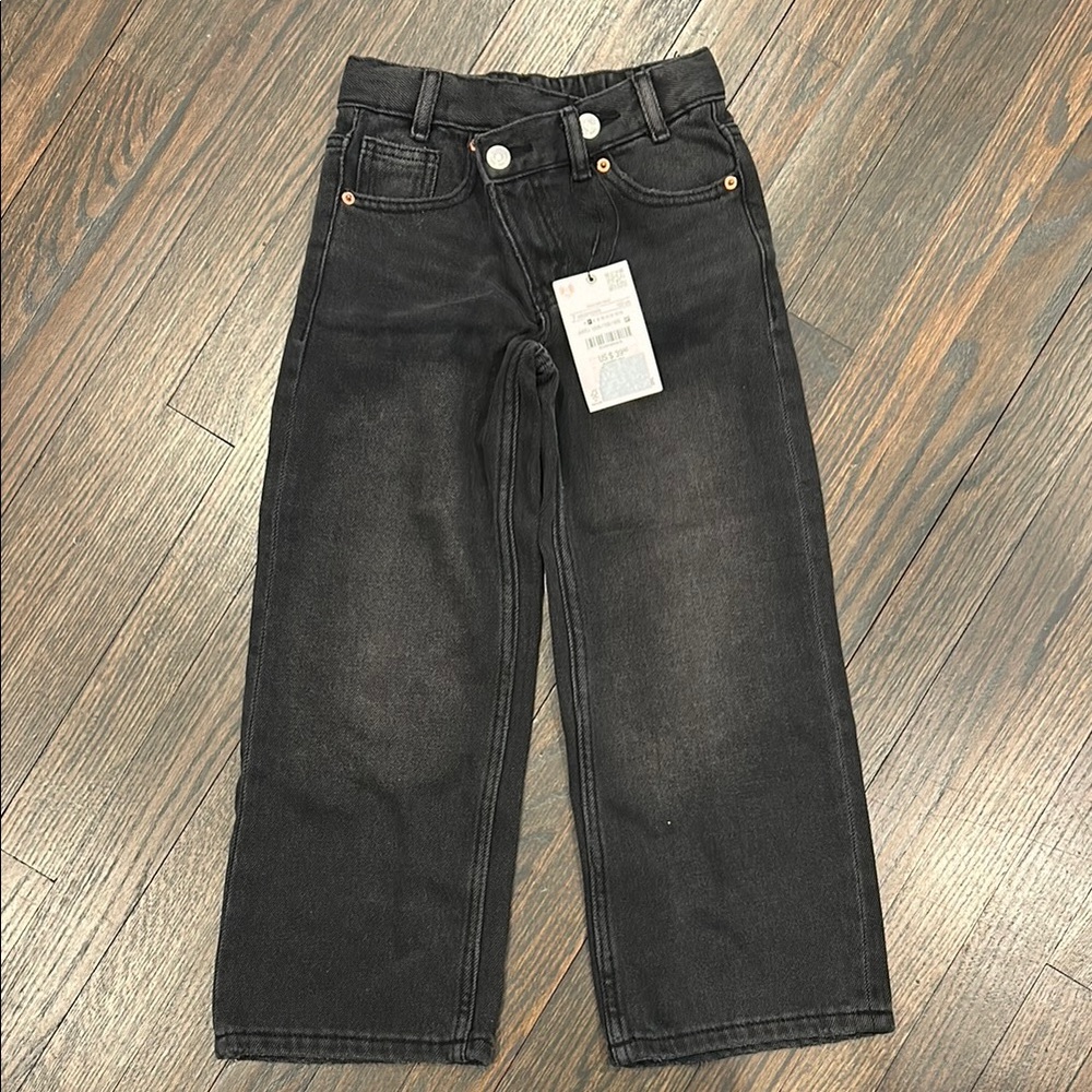 Zara Girls Black Wide-Leg High-Waisted Jeans